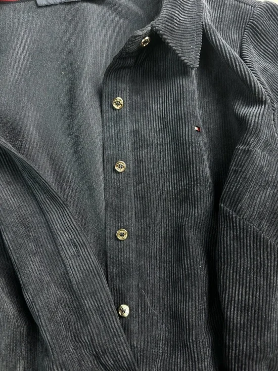 💙 Tommy Hilfiger Blue Corduroy Belted Shirt Dress Sz 6 8867-10 💙 - Picture 8 of 16